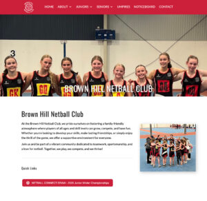 Brownhill Netball Club Website design and development