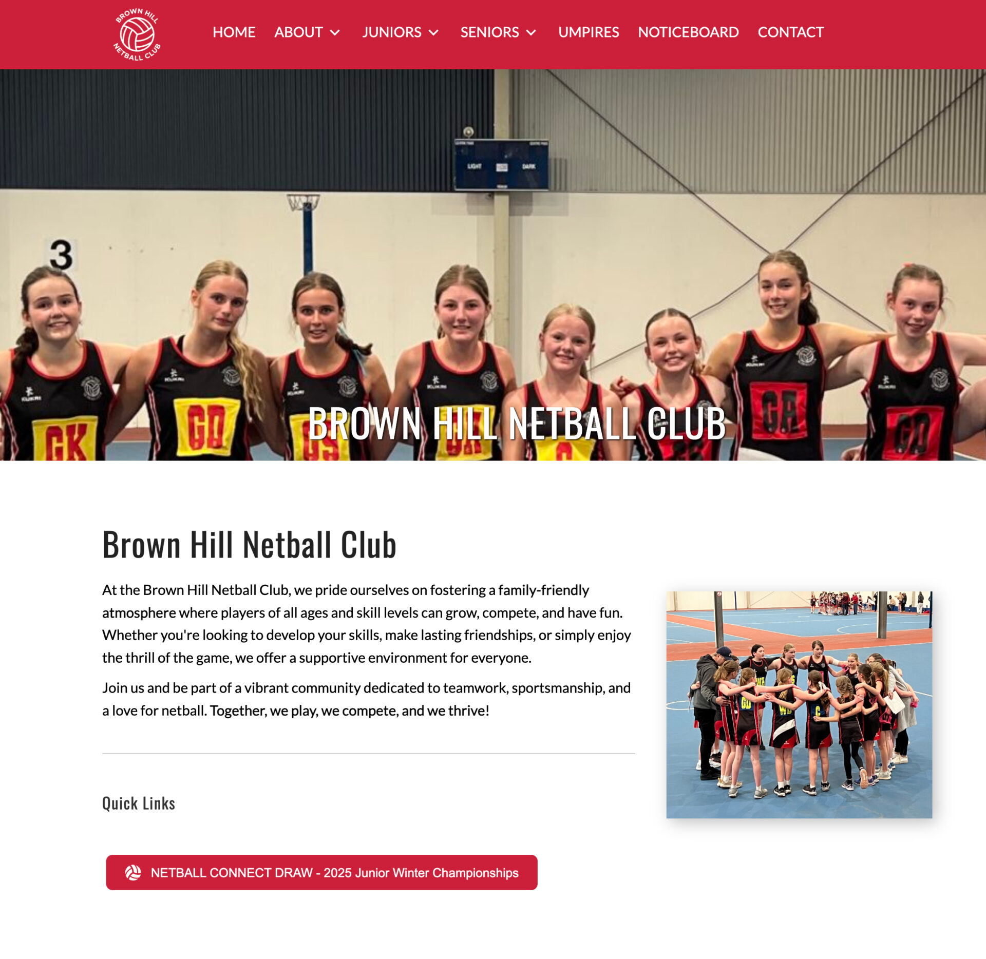 Brownhill Netball Club Brownhill Netball Club Website design and development
